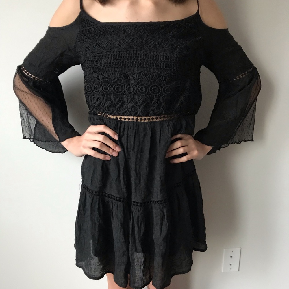 Black Lace Off the Shoulder Dress